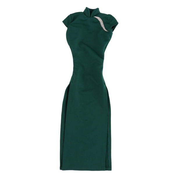 Vestido cheongsam chino a escala 1:6, elegante y elegante, figura de acción de moda. verde