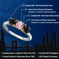 thumbnail image 2 of Gem Stone King 10K Two Tone Gold Pink Lab Grown Diamond and Black Sapphire Engagement Ring for Women | 1.88 Cttw | Round 5MM | Gemstone April Birthstone | Size 9, 2 of 6
