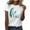 White#2, variant on Women's Summer Feather Print Crew Neck Short Sleeve Basic Top - Plus Size Friendly S-3XL | Lightweight Casual Everyday Essentials