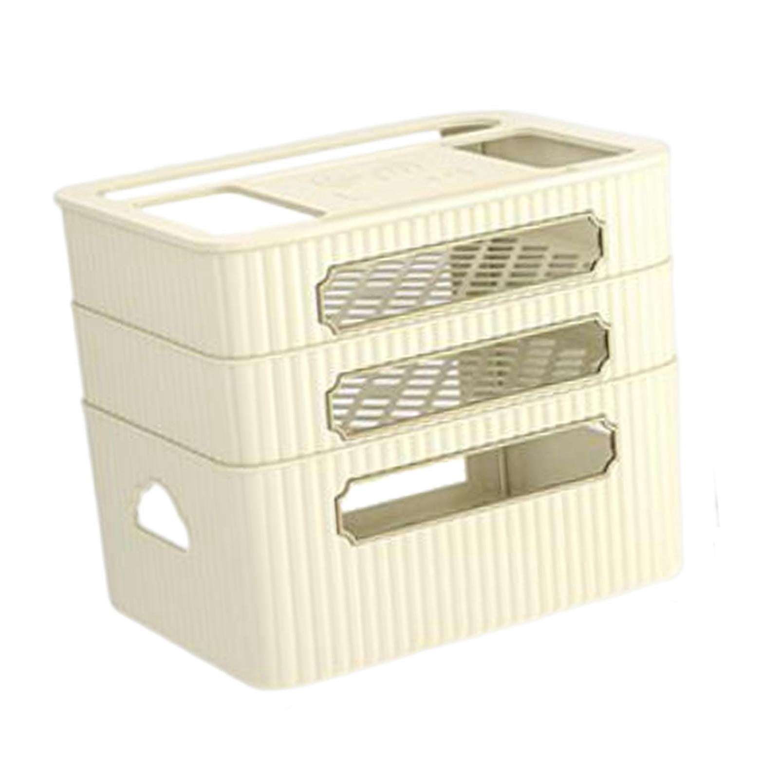 Fiocias Router Storage Box Cable Management Box Space Saving Wire Cable Storage Case for Beige 3 Tier