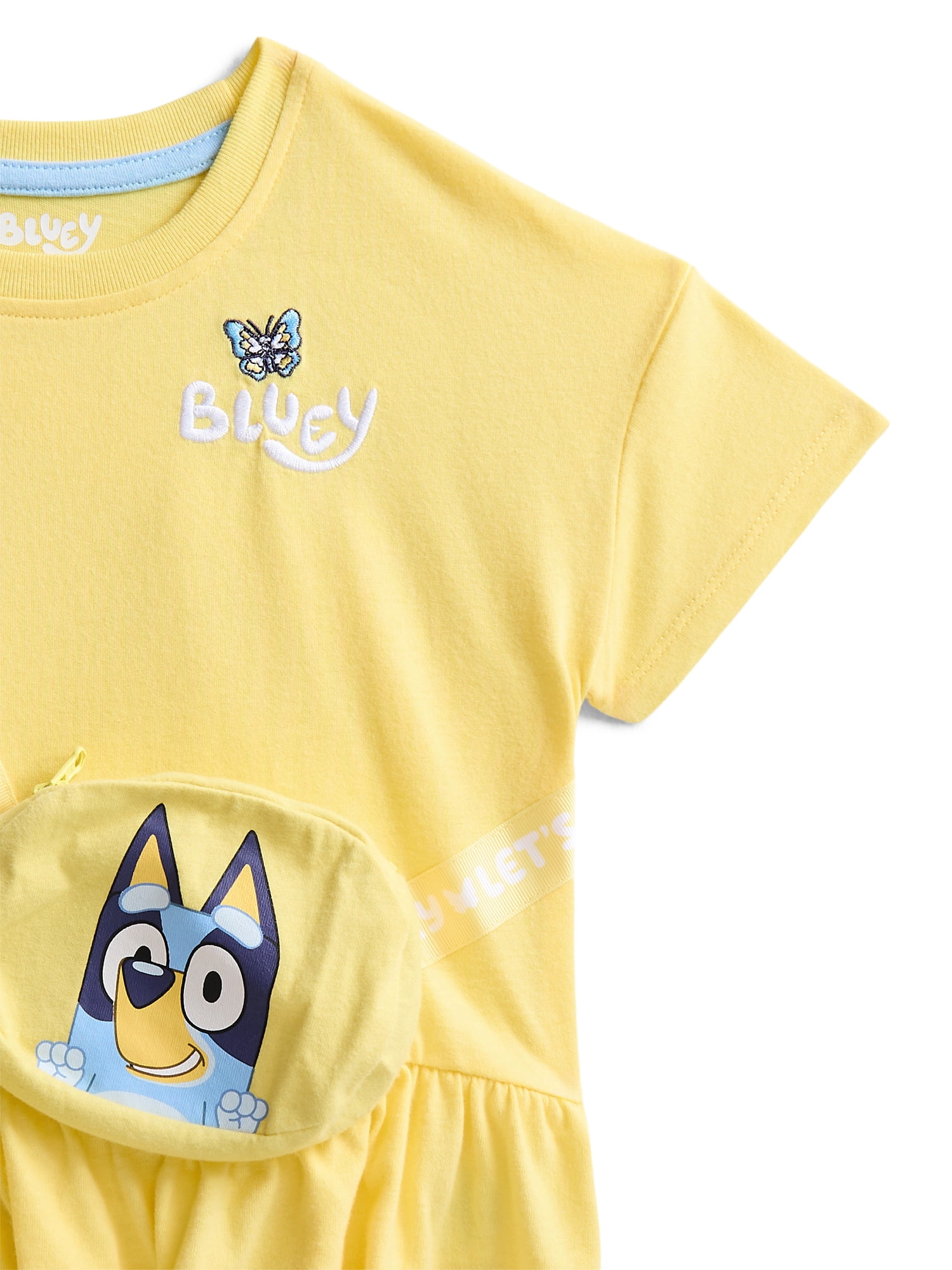 Bluey Toddler Girls Short Sleeve Peplum Tee with 3-D Bag, Sizes 12M-5T