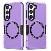 ELEHOLD for Samsung Galaxy S23 Slim Case, Military Grade Hard PC Support Magsafe Wireless Charging Shockproof Anti-Scratch Soft TPU Case for Samsung S23 5G, Purple