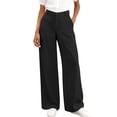 thumbnail image 2 of Womens Pants Casual Pantalon Mujer Ndbuld Women's Wide Leg Dress Pants High Waisted Business Casual Work Trousers With Pockets Loose Straight Leg Office Pants For Women Black,XXXL, 2 of 9