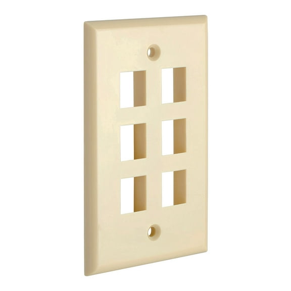 Cmple - 6 Port Keystone Wall Plate 1 Gang Wall Plate with Standard Size Ethernet Wall Plate Keystone Jack Insert Wall Plates - Ivory