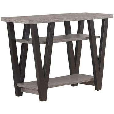 Coaster Contemporary Wood 2-Shelf V-Shaped Sofa Table in Gray
