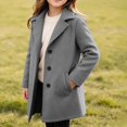 thumbnail image 2 of DJDLJWCJ Teen Girls Winter Wool Blend Coat Single Breasted Mid Length Trench Coat Kids Casual Outerwear Overcoat Gray Size 12, 2 of 9