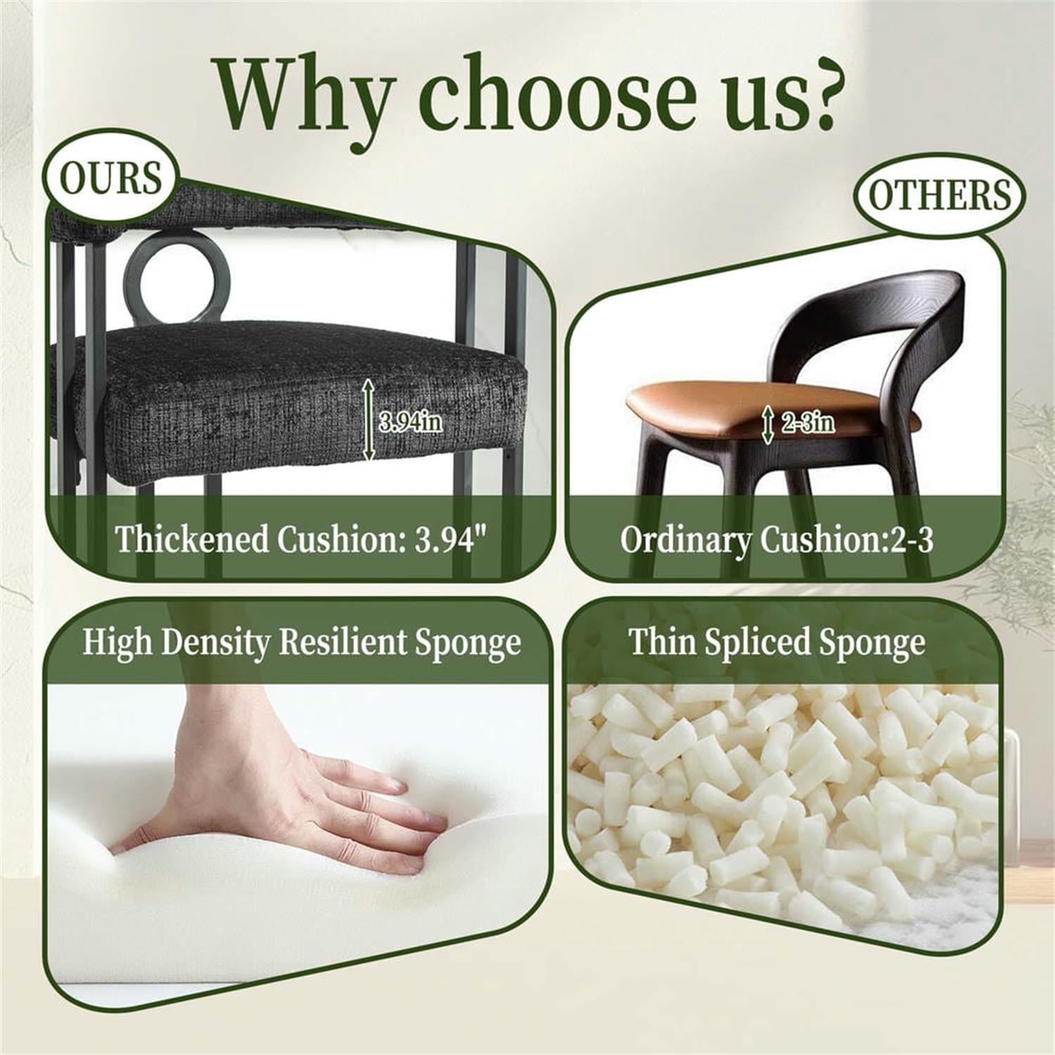 Demi Bonn 34" Counter Height Bar Stools Set of 2, Upholstered Barstools with Back, Kitchen Island Countertop Chairs for Dining Room, Black