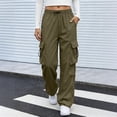 thumbnail image 5 of Cargo Pants Women Quick Dry Parachute Hiking Pants with Pockets Elastic Waist Lightweight Water Resistant Joggers Green S, 5 of 5