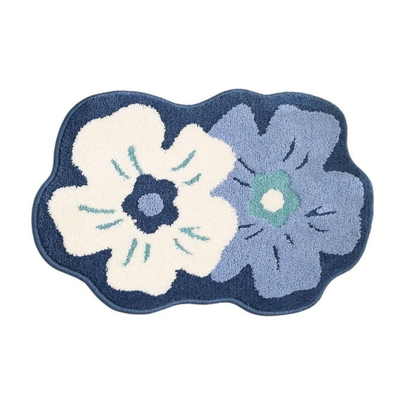 Bath Mat Non-Slip Absorbent Microfiber Bathroom Rug Blue Entrance Mat Washable Foot Mat Bedroom Carpet Household Floor Mat