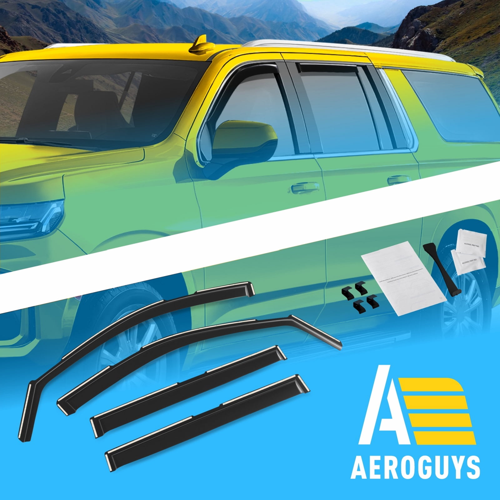AEROGUYS In-Channel Window Deflectors Extra Durable Window Visors Rain Guards Fit for Chevrolet (Chevy) Suburban 2021-2026, Sun Visors, Wind Vent Visors, Car Accessories - 4 pcs. AG0473