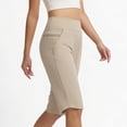 thumbnail image 4 of Tqcoqu Womens Capri Pants High Waisted Straight Leg Yoga Leggings with Pockets Workout Summer Pants,Khaki,Women's S-XXXL, 4 of 7