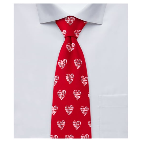 Jacob Alexander Men's Happy Valentine's Day Big White Hearts Pattern Pre-Tied Zipper Neck Tie - Red