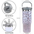 thumbnail image 6 of Leopard Print Tumbler with Handle 30oz - Insulated Stainless Steel Travel Mug with Flip Straw Lid | Cheetah Cup for Hot & Cold Drinks, 6 of 6