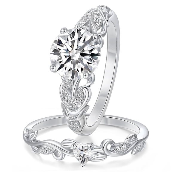 SHELOVES 3ct Round Moissanite Wedding Rings for Women D Color VVS1 Engagement Bridal Sets Size 7