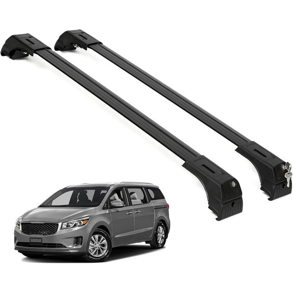 ERKUL Roof Rack Cross Bars for Kia Sedona 2015-2021 | Aluminum Crossbars with Anti Theft Lock for Rooftop | Compatible with Flush Rails - Black