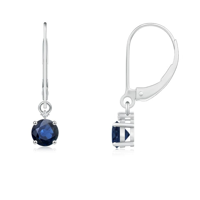14kt White Gold 6//4mm Oval Blue Sapphire Stud Earrings AA