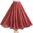 thumbnail image 1 of Falda larga de corte A de color liso para mujer - Falda media con cintura elástica, 95 cm de largo, mezcla de poliéster, tallas reales - S-XXL, 1 of 7