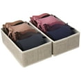 thumbnail image 3 of Simplify 2 Pack Medium Rectangular Compartment Drawer Organizer in Faux Jute Beige, 3 of 6
