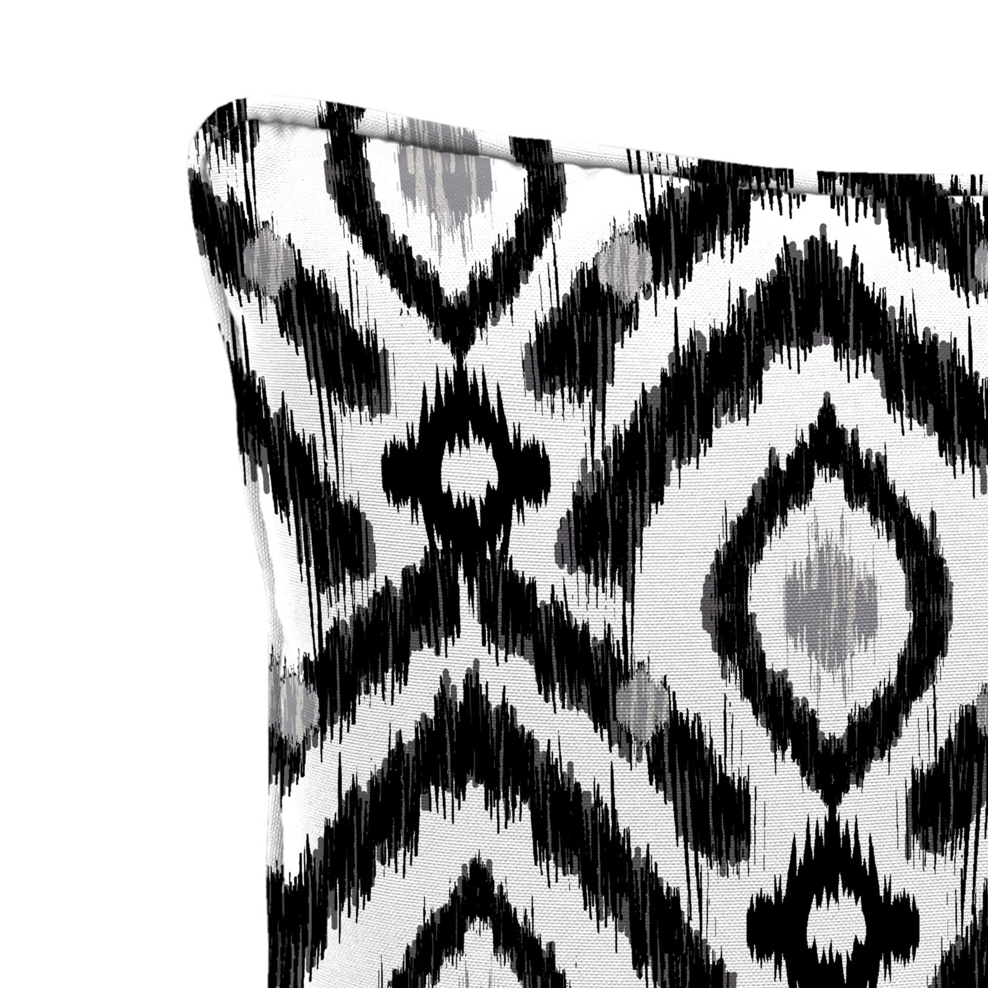 Jordan Manufacturing 16" x 16" Pitazzo Panther Black Ikat Square Outdoor Throw Pillow with Welt (2 Pack)