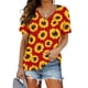 thumbnail image 2 of Camiseta de manga corta plisada elástica con cuello en V y estampado floral de talla grande para mujer OAVQHLG3B Store lin121212, 2 of 4