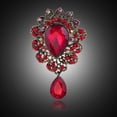 thumbnail image 4 of EHJRE Wedding Bridal Large Red Crystal Rhinestone Teardrop Brooch Pin Broach Charm, 4 of 9
