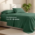 thumbnail image 3 of Bare Home 22" Extra Deep Pocket Sheet Set - Premium 1800 Collection - Ultra-Soft - Queen, Forest Green, 3 of 9