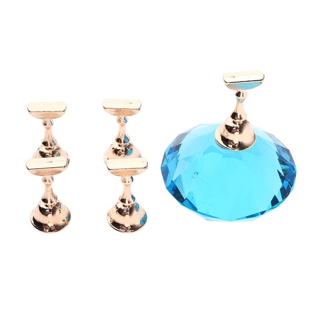 5 Unids Belleza Tips Holder Soporte de Aleación de Imán Base de Cristal para Manicura Práctica Salón de Entrenamiento Gel de Uñas Estante de Azul Yuyangstore Soporte de punta para arte de uñas