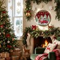 thumbnail image 2 of Welcome Sign for Front Door, Christmas Truck Round Metal Wall Art Wreaths, Farmhouse Xmas Tree Red Buffalo Plaid Outdoor Indoor Wall Hanging Sign for Porch Decor Housewarming Gifts 11.8 Inch, 2 of 8
