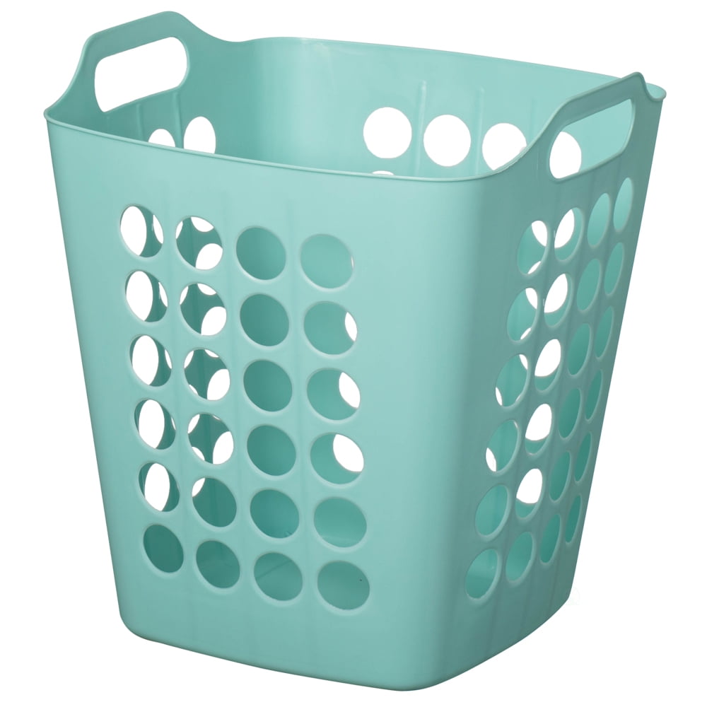 Flexible Plastic Laundry Basket - Square Storage Hamper with Side Handles for Easy Carrying - Versatile Organizer for Laundry, and Household Storage, Green 50 Litter