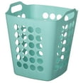 thumbnail image 4 of Flexible Plastic Laundry Basket - Square Storage Hamper with Side Handles for Easy Carrying - Versatile Organizer for Laundry, and Household Storage, Green 50 Litter, 4 of 6