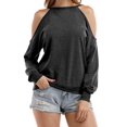 thumbnail image 2 of Womens Halter Neck Top Cut Out Shoulder Blouse Sweatshirts, 2 of 6