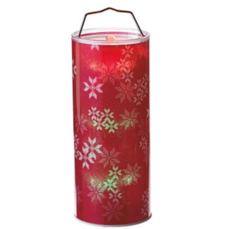 12" Battery Operated Transparent Red Snowflake LED Color Changing Lighted Hanging Christmas Lantern