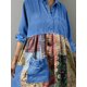 thumbnail image 4 of Vestido camisero de mezclilla de manga larga estilo bohemio con cuello vuelto y retazos para mujer, estilo midi, vestidos casuales de otoño, 4 of 4