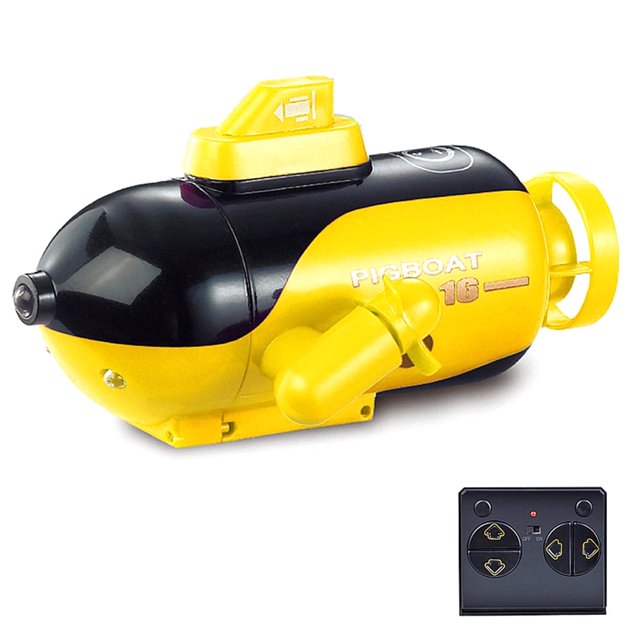AMERTEER Remote Control 4-Channel Remote Control Toy Forward/Diving Backward/Surfacing Left Turn Right Turn Yellow