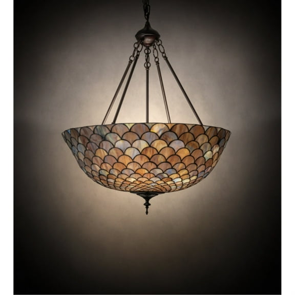 Meyda Lighting 24" Wide Tiffany Fishscale Inverted Pendant