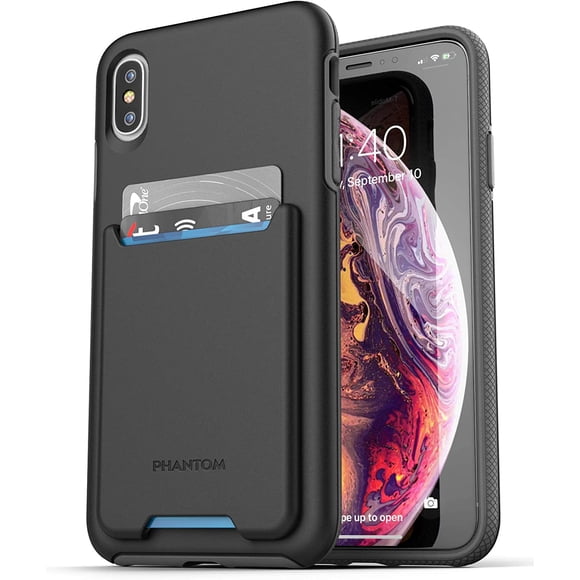 iPhone Xs MAX Wallet Case Ultra Slim ID/Credit Holder Back Slot (4 Credit s Capacity) - Phantom Black