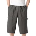thumbnail image 5 of TAIAOJING Men's Relaxed Straight-Fit Pants Casual Solid Mid Waist Elastic Mid Waist Loose Cargo Shorts Multi Pockets Bottoms, 5 of 6