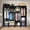 黑色, variant on Pshun Righ Clothes Organizer 4 Hanging Rod Shelf Portable Closet with Cover Clothes Rack Standing Closet Clothes Storage Wardrobe Garment Cabinet