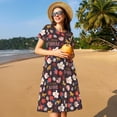 thumbnail image 4 of Picia To The Best Mom Pattern Women's Short Sleeve Summer Dress Pleated Loose Swing Knee Length Short Sleeve Swing Dresses, 4 of 6