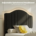 thumbnail image 2 of Pinmoco Twin Upholstered Bed Frame with Adjustable Arc-shaped Headboard, LED Platform Bed, Teddy Velvet Black, 2 of 8