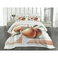 thumbnail image 3 of Ambesonne Peach Quilted Bedspread Set 3 Pcs, Fruits on Simplistic Shapes, Queen Size, Salmon White and Reseda Green, 3 of 4