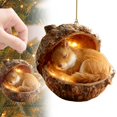 thumbnail image 4 of ERTZAE Acorn Animal Ornament,Sleeping Animal Decor,Warm Glow Nature Accent,Cozy Rustic Ornament,Animal-In-Acorn Prop,Festive Tabletop Decor,Nature-Lover Gift,Christmas Hanging Decor A+B+C, 4 of 9