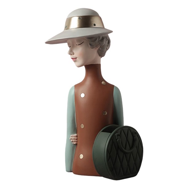 Estatuillas de resina Sunnimix organizador de escultura jarrones florales para niñas Verde 15x16x34cm