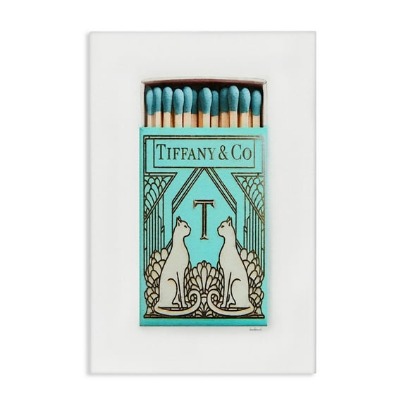 Stupell Industries Blue Glam Brand Matches Fashion Painting Wrapped Canvas Canvas Art Print Wall Art, 16 x 24