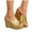 Gold, variant on Women's Open Toe Leather Wedge Mules Comfortable Backless Non Slip Dress Platform Sandals Lightweight Slides Black Size 6