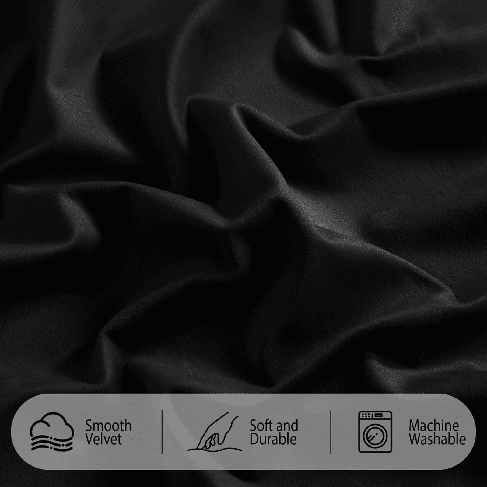 NICETOWN Black Velvet Curtains for Bedroom, Blackout Velvet Curtains Thermal Insulated Sun Light Blocking Drapes Retro Back Tab Soft Velvet Drapes, 52"x108", 2 Panels