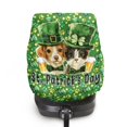 thumbnail image 2 of KUIFORTI St Patricks Day Car Seat Sun Shade Cover, Baby Car Seat Cover for Travel Cooler Temperature Infant Car Seats Reflective Heat Protector, UV Protection Toddler Car Accessories, Cartoon Dog Cat, 2 of 7