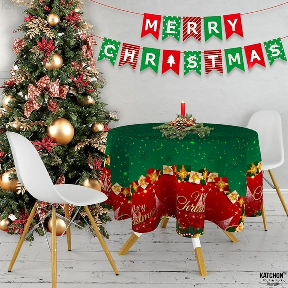 KatchOn Red and Green Plastic Christmas Tablecloth - 108x54 Inch, Pack of 3 | Vinyl Table Cloth for Merry Christmas Decorations | Disposable