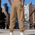 thumbnail image 4 of Men’s Athletic Cargo Sweatpants with Drawstring Waist Large Side Pockets Jogger Fit Striped Leg Casual Sportswear Pants, 4 of 5