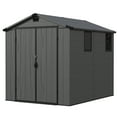 thumbnail image 6 of Patiowell 6'x8' Resin Storage Shed, Lockable Door & Window, Durable All-Weather Outdoor Shed for Garden & Tool Storage, Dark Gray, 6 of 9